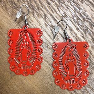 Our Lady of Guadalupe Earrings Papel Picado Style